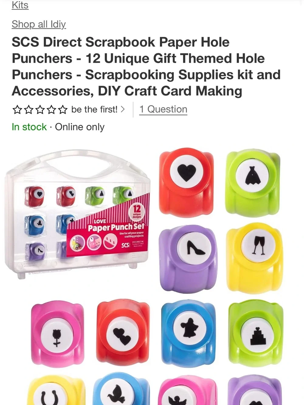 Set of 6 Colorful Shape Punchers for Kids - Blue, Green, Red, Pink